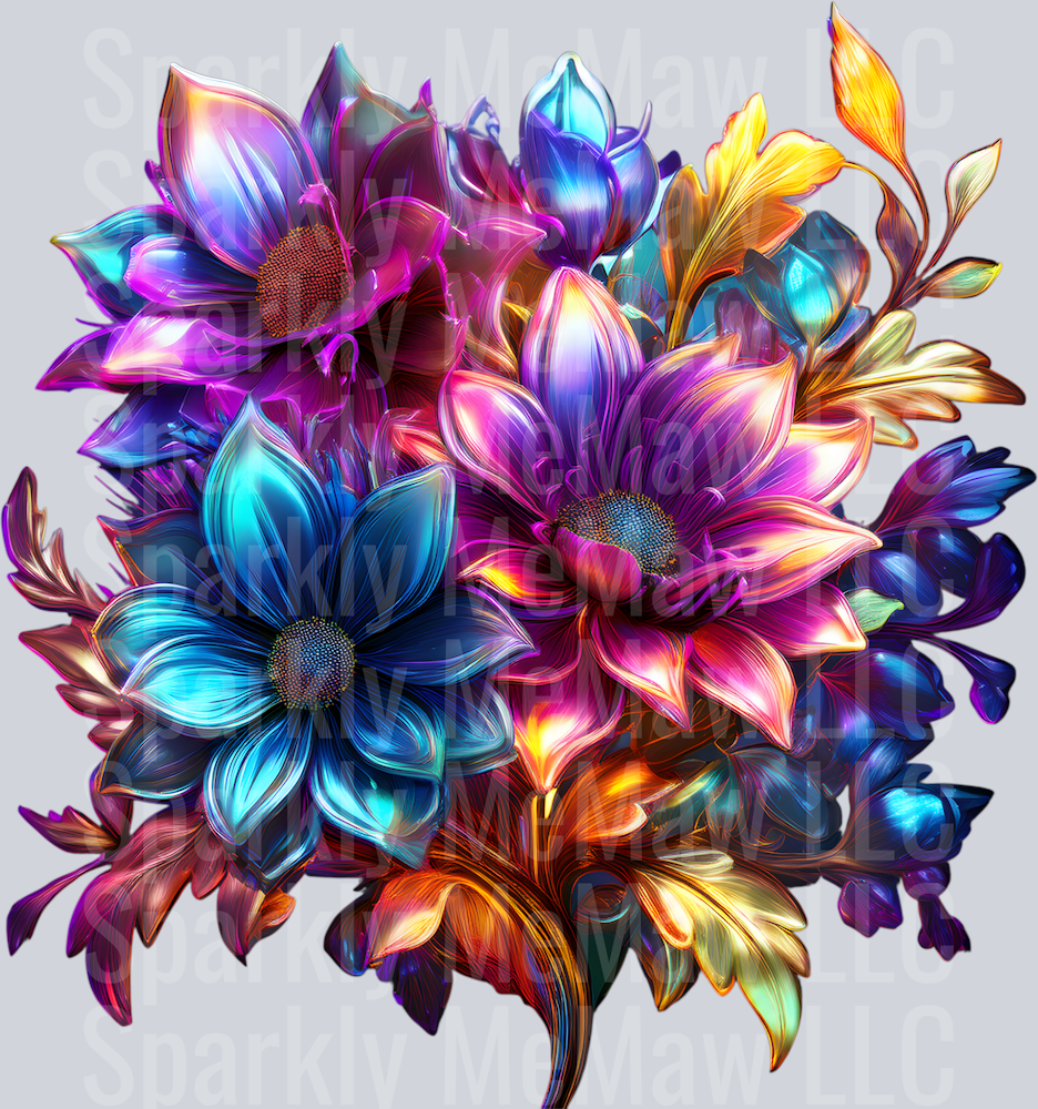 jewel tone floral clipart (136) UV DTF Decal