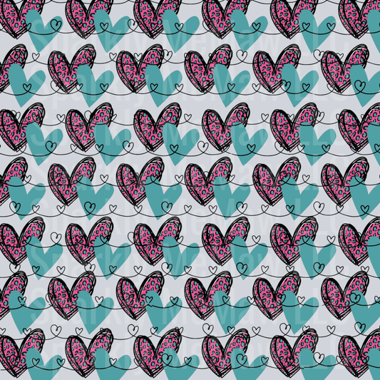 Blue with Leopard Heart 10x10 UV DTF Sheet