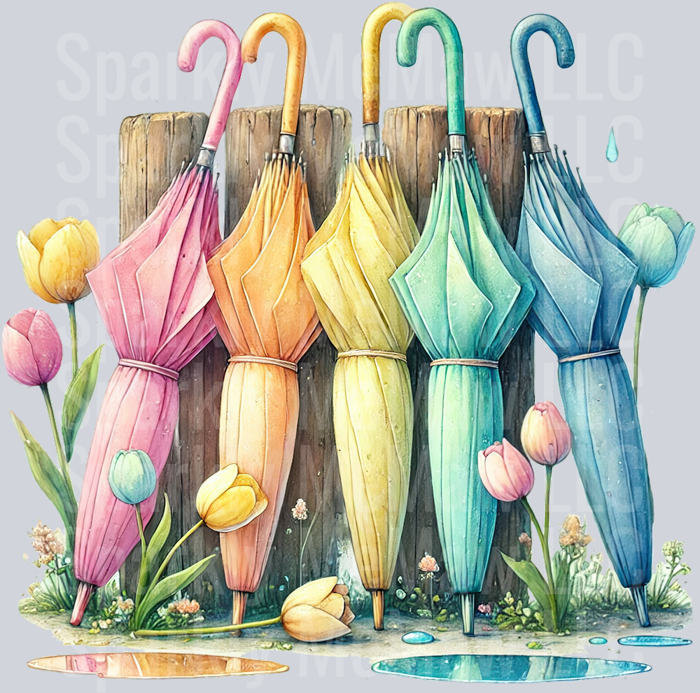 38 April Showers UV DTF Clip art Decal