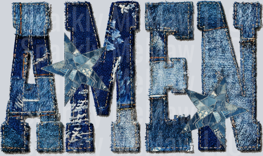 Amen denim DTF Transfer (Fabrics)