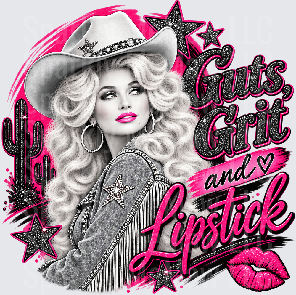 Guts Grit and Lipstick Cowgirl UV DTF Decal