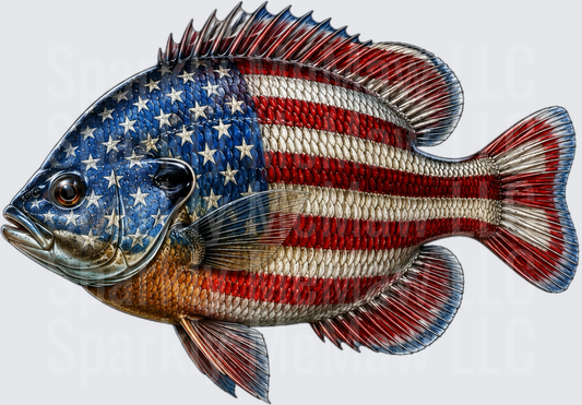 American Flag Fish with Stars and Stripes Scales UV DTF Decal