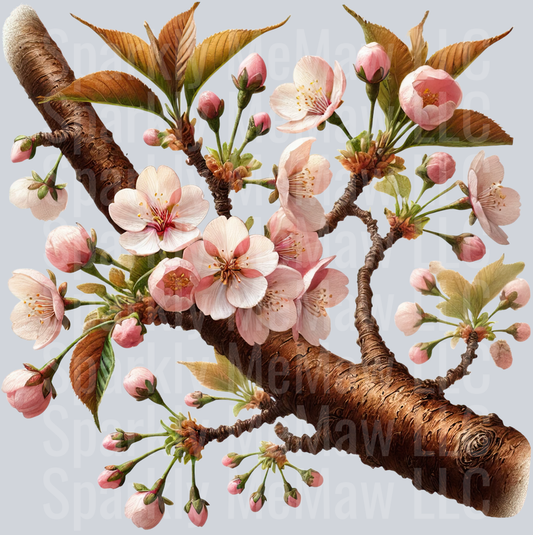 13 Cherry Blossoms Clip Art UV DTF Decal