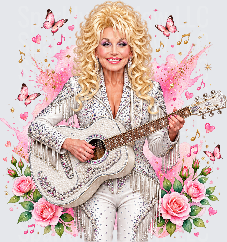 Dolly Parton Guitar Glam UV Decal Decal