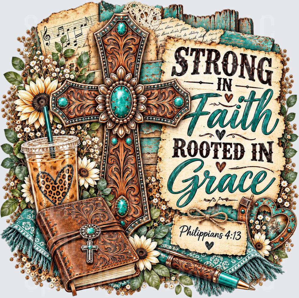 Strong In Faith Rooted Grace UV DTF Decal