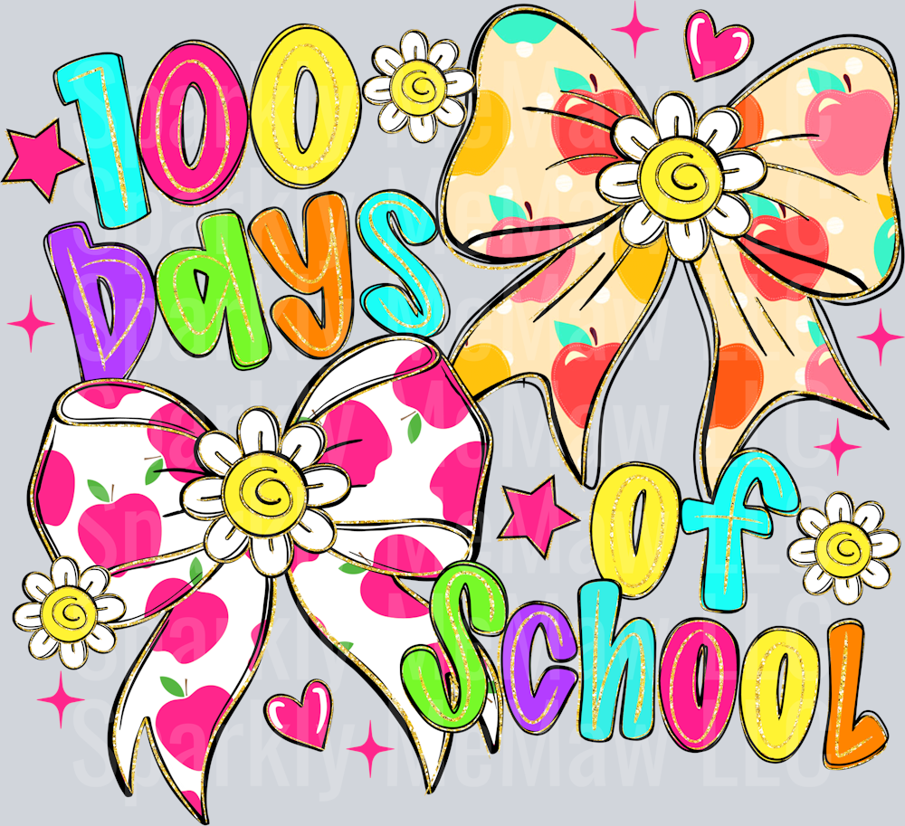 Coquette 100 days of school UV DTF Decal
