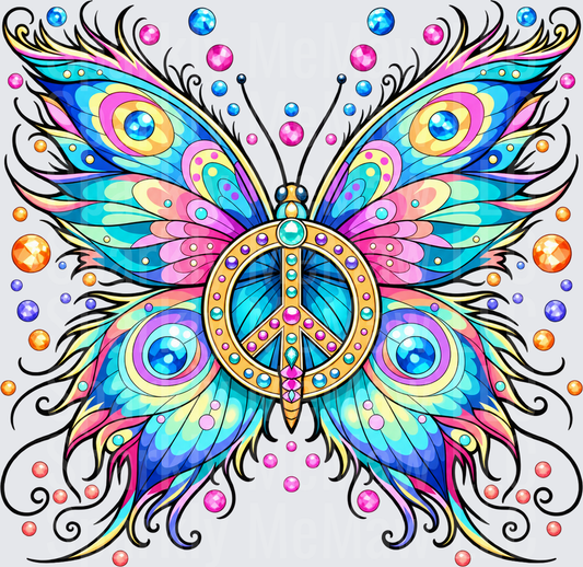 Boho Peace Butterfly is a DTF Transfer for Fabrics
