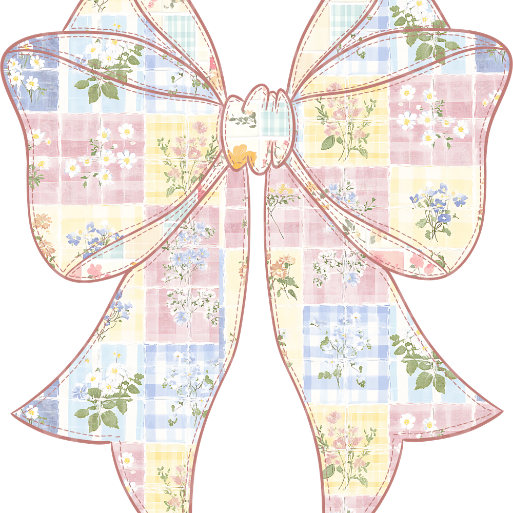 patchwork floral bow UV DTF Decal