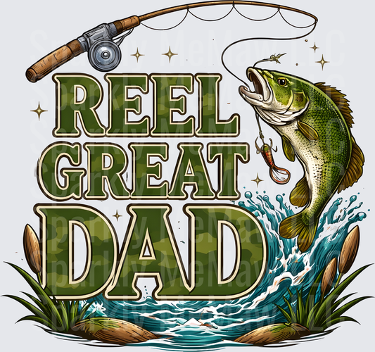 Reel Great Dad Bass Fishing Father's Day Design