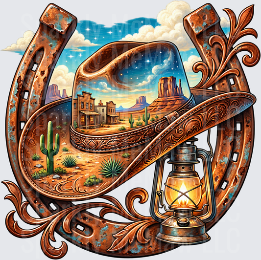 Rustic Western Horseshoe Scene UV DTF Decal