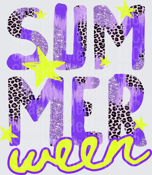 Summer Vibes Purple Leopard Print with Neon Stars UV DTF Decal