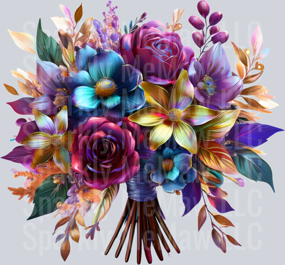 jewel tone floral clipart (42) UV DTF Decal