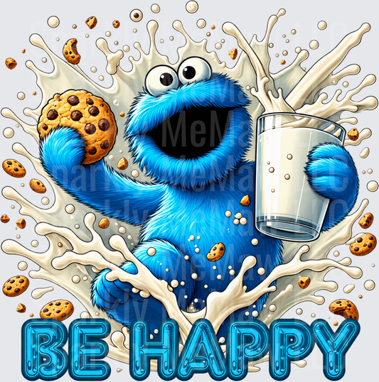 Cookie Monster Be Happy Milk UV DTF Decal