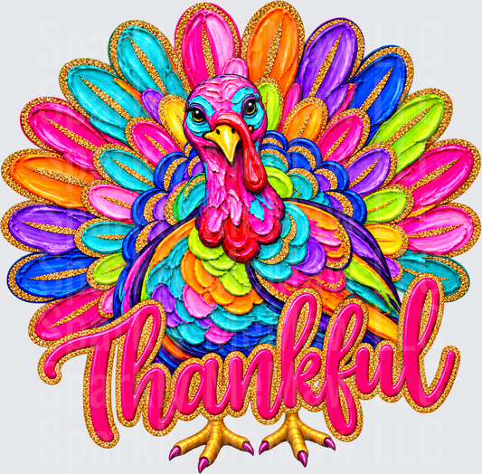 Thankful Rainbow Turkey UV DTF Decal