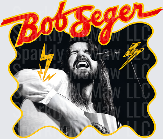 Bob Seger Rock Legend Live Performance with Lightning Bolts DTF Transfer for fabrics