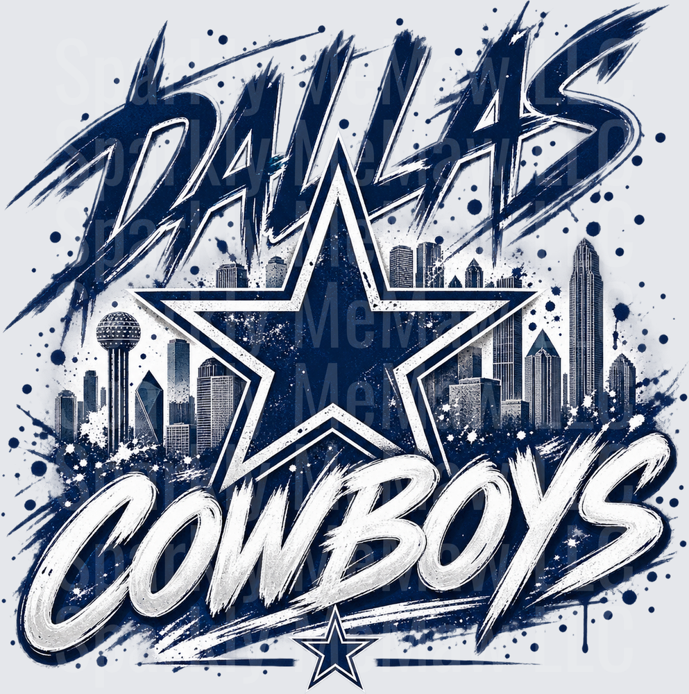 Dallas Cowboys Graffiti Star Skyline UV DTF DECAL (HARD SMOOTH SURFACE)