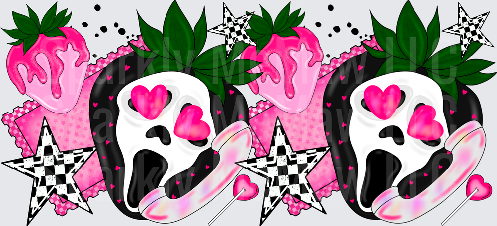 Pink Ghostface Valentine Horror UV DTF 16 OZ Wrap