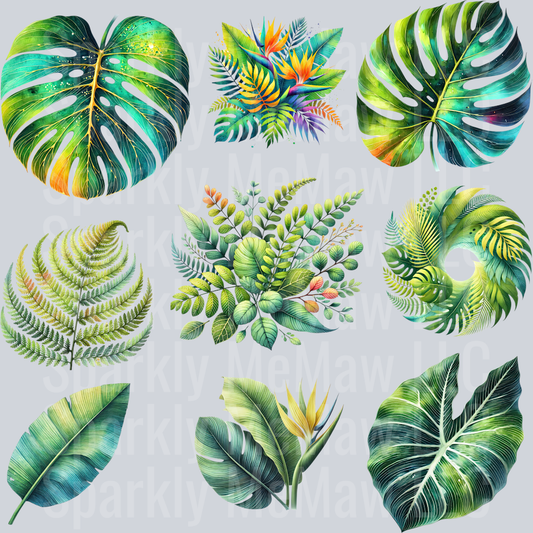 Tropical Plants 10x10 uv dtf Element Sheet