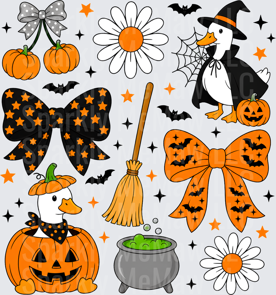 Cute Halloween Duck Witch Elements 10x10 inch sheet