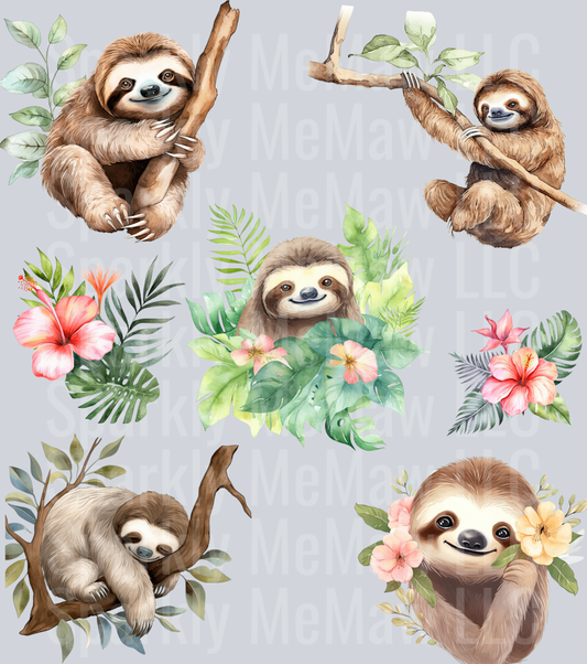 Sloth UV DTF Element Sheet