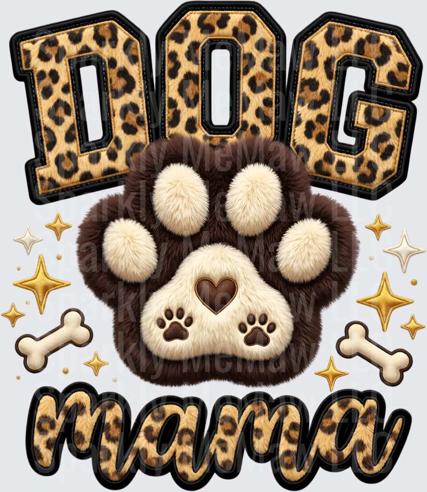 Dog Mama Leopard Print Paw Heart Design UV DTF Decal
