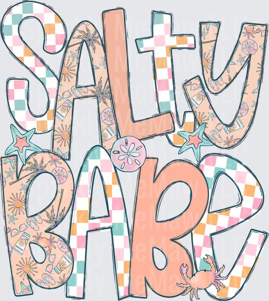 Salty But Sweet Beach Vibes Typography with Starfish and Sand Dollars UV DTF Decal