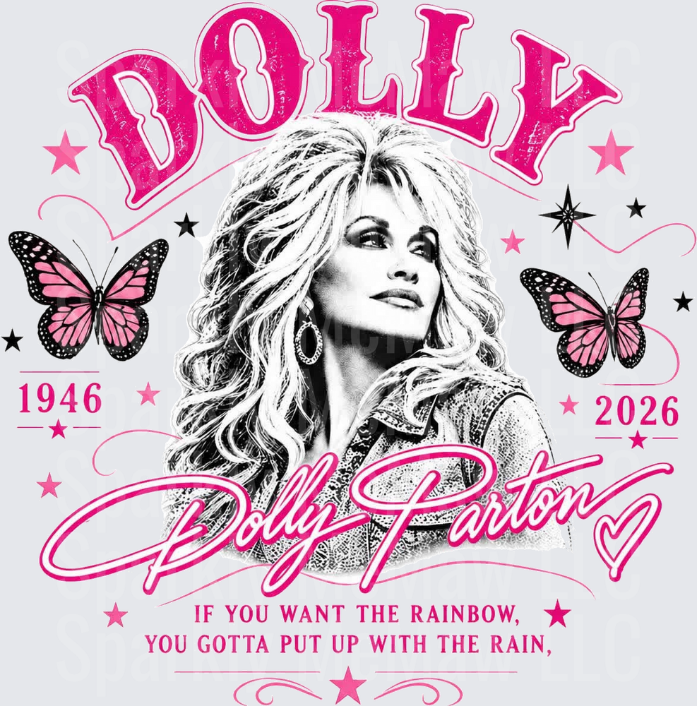 Dolly Parton Pink Butterfly Tribute UV DTF Decal