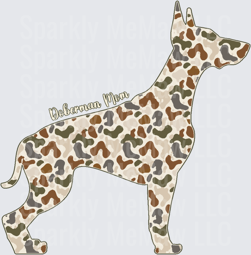 Doberman Mom Camo Silhouette UV Decal Decal