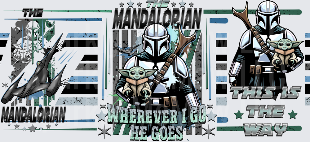The Mandalorian Grogu Trio This is a UV DTF 16 OZ Wrap