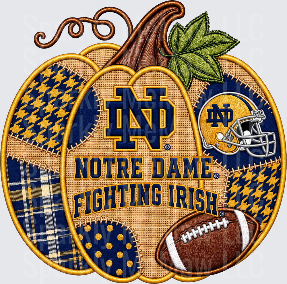 Notre Dame Fighting Irish Pumpkin UV DTF Decal