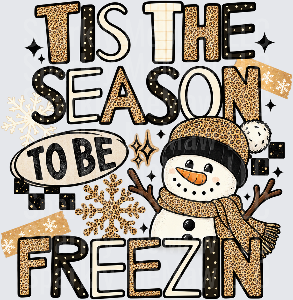 Tis The Season Freezin Snowman UV DTF Decal