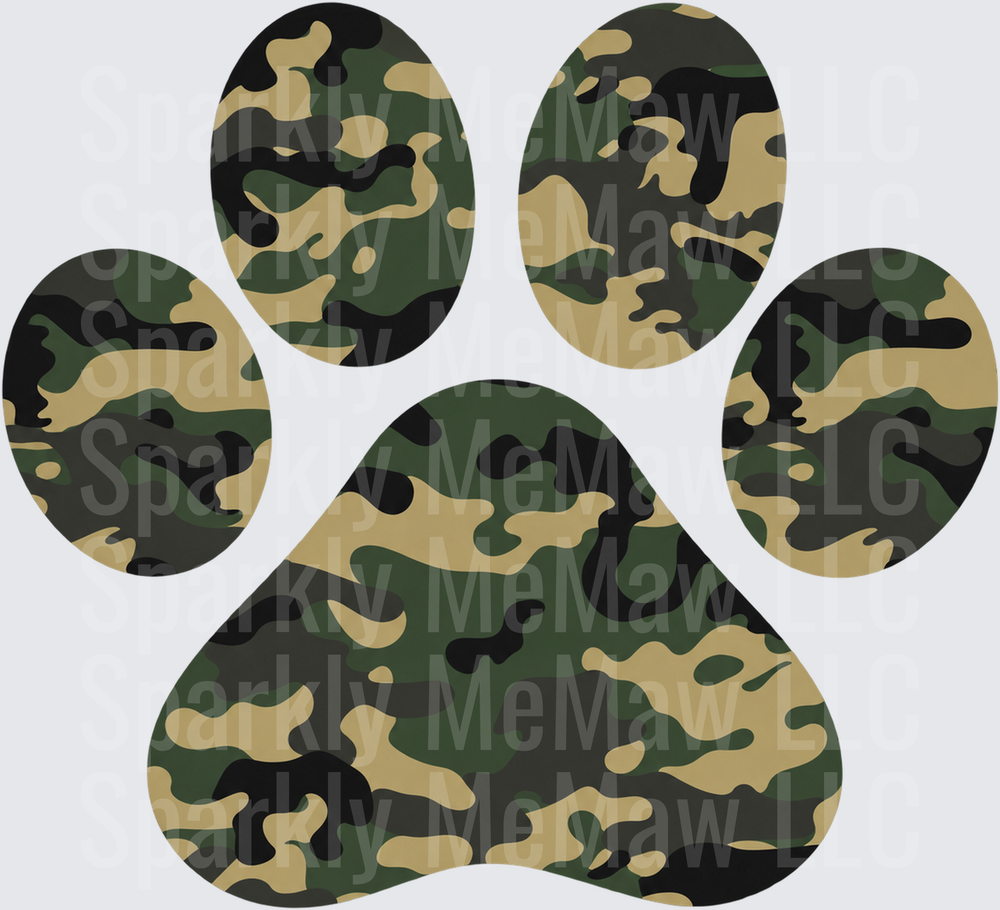 Camo Paw Print UV DTF DECAL (HARD SMOOTH SURFACE)
