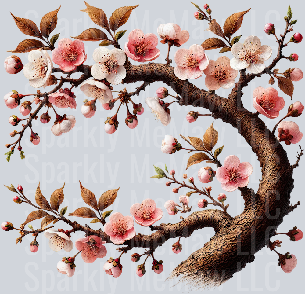 1 Cherry Blossoms Clip Art UV DTF Decal
