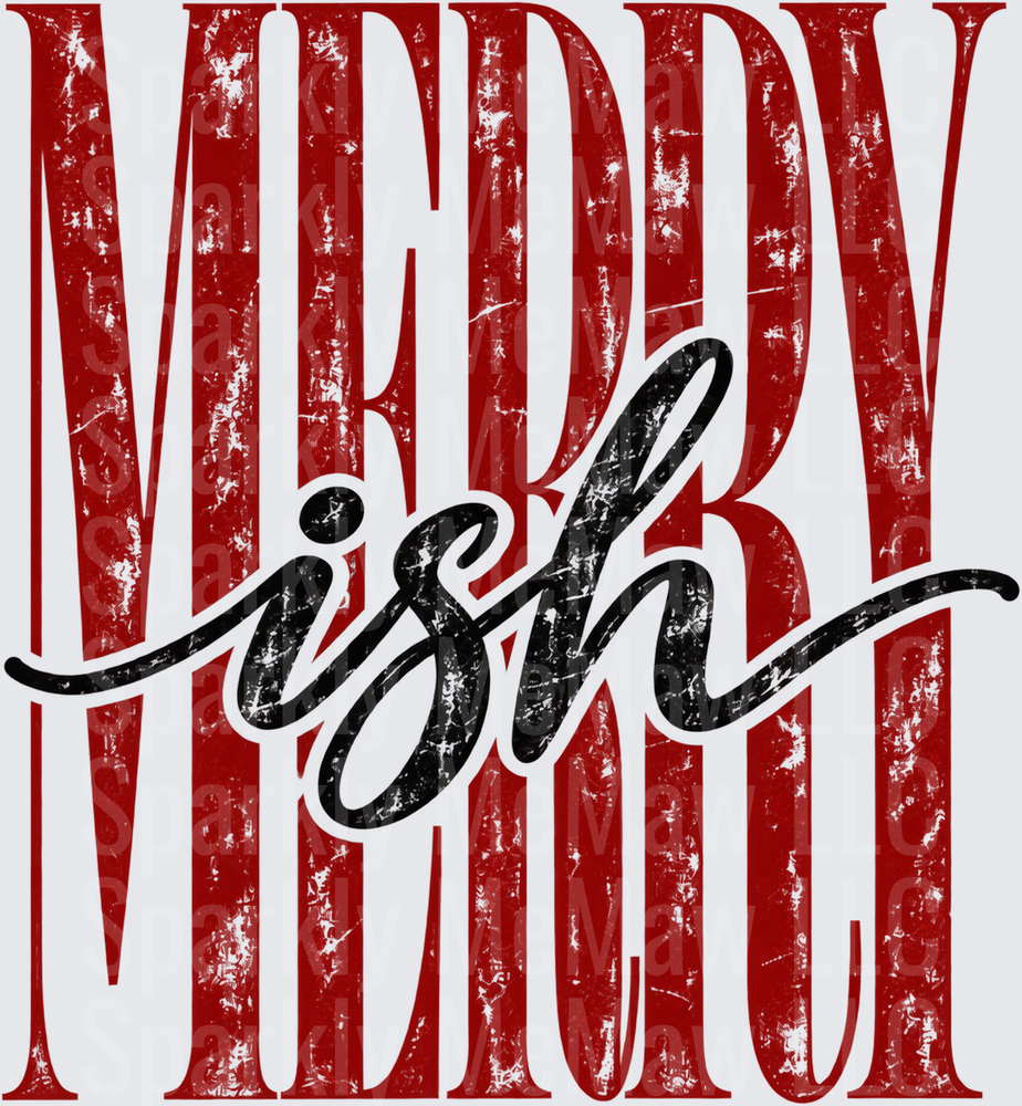 Merry Ish Distressed Red Christmas UV DTF Decal