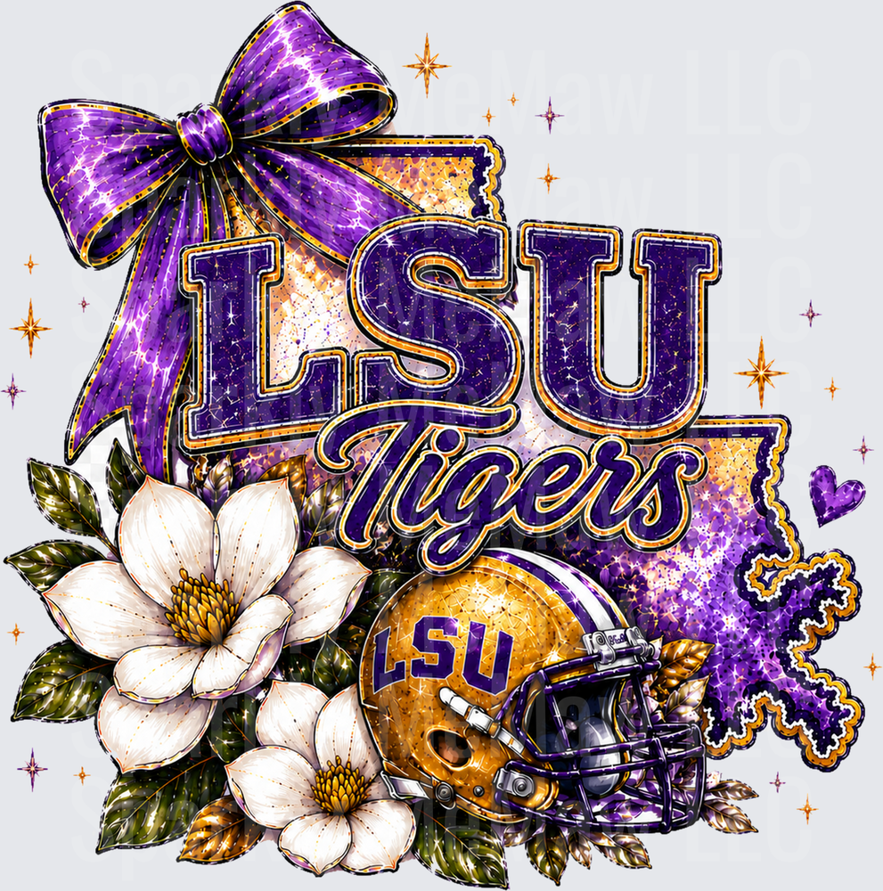 LSU Tigers Floral Bow UV DTF Decal