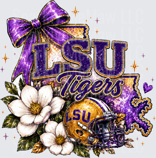 LSU Tigers Floral Bow UV DTF Decal