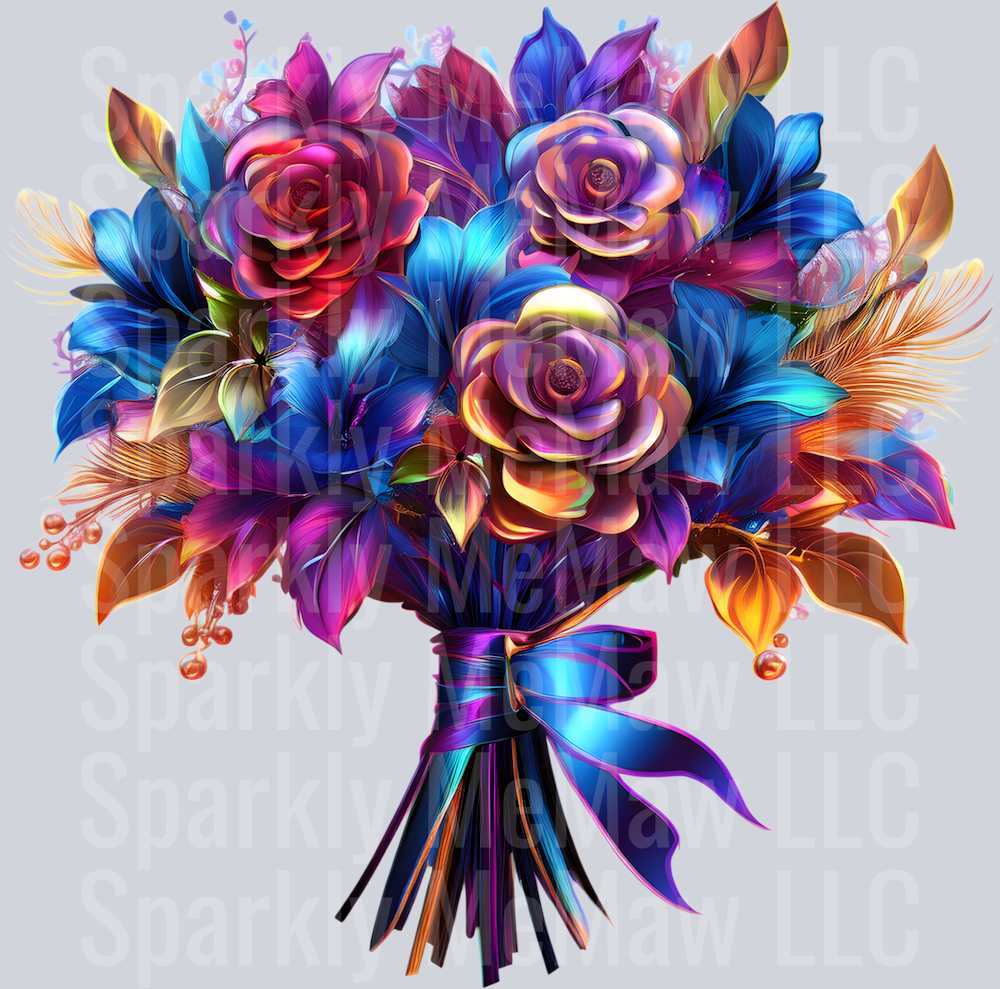 jewel tone floral clipart (125) UV DTF Decal