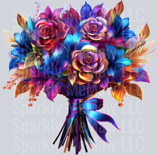 jewel tone floral clipart (125) UV DTF Decal