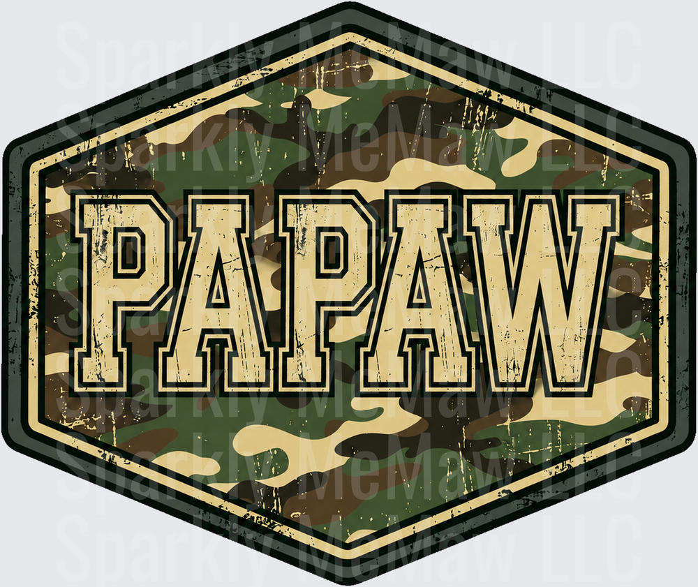 Papaw Camo Hexagon Badge UV DTF Decal