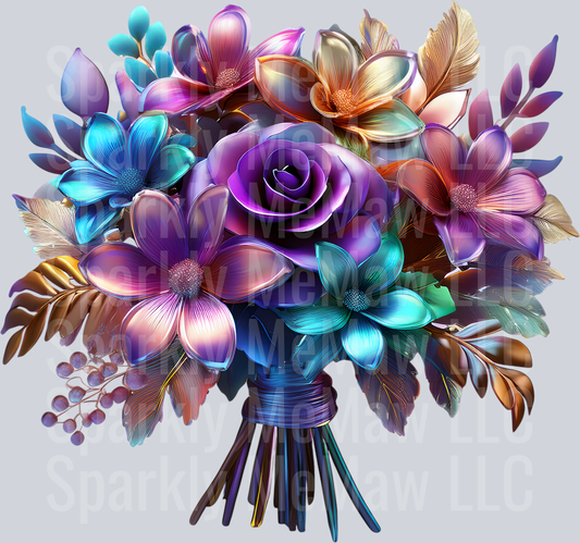 jewel tone floral clipart (31) UV DTF Decal