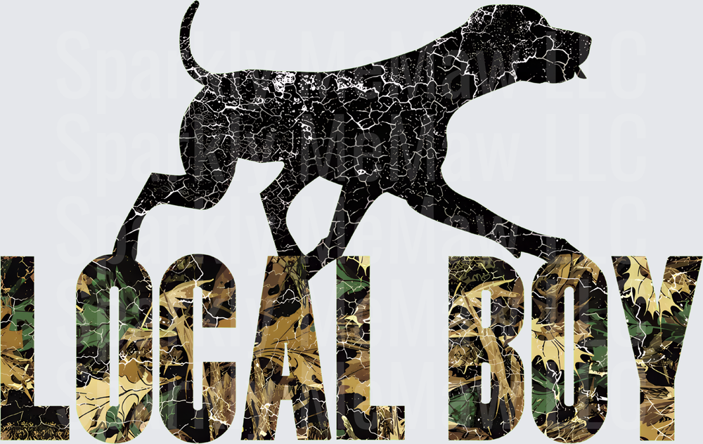 Camo Local Boy Hunting Dog DTF Transfer