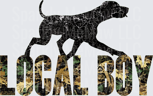 Camo Local Boy Hunting Dog DTF Transfer