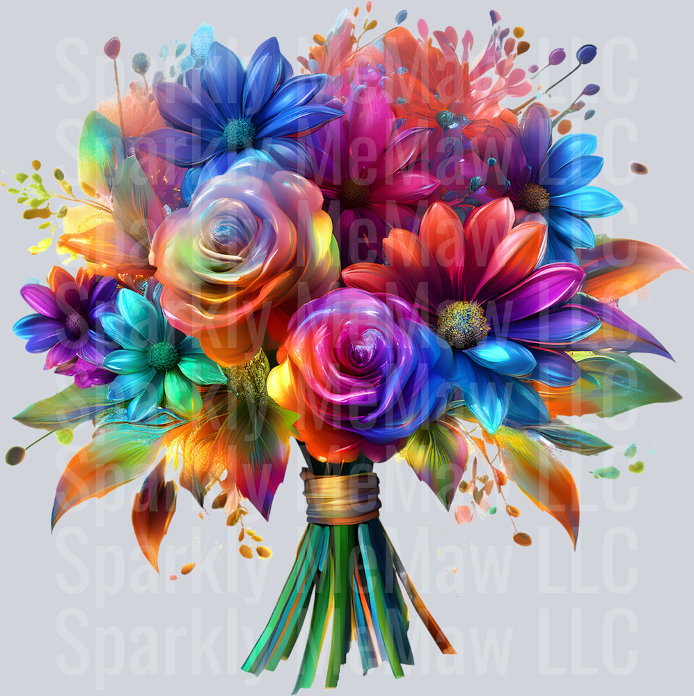 jewel tone floral clipart (162) UV DTF Decal