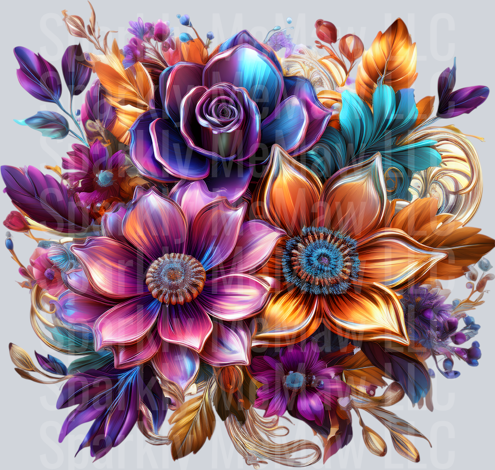 jewel tone floral clipart (56) UV DTF Decal