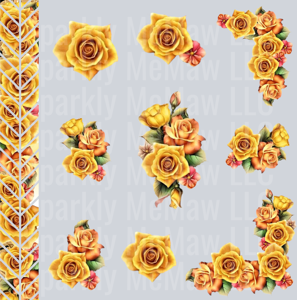 Yellow Roses 10x10 UV DTF Sheet