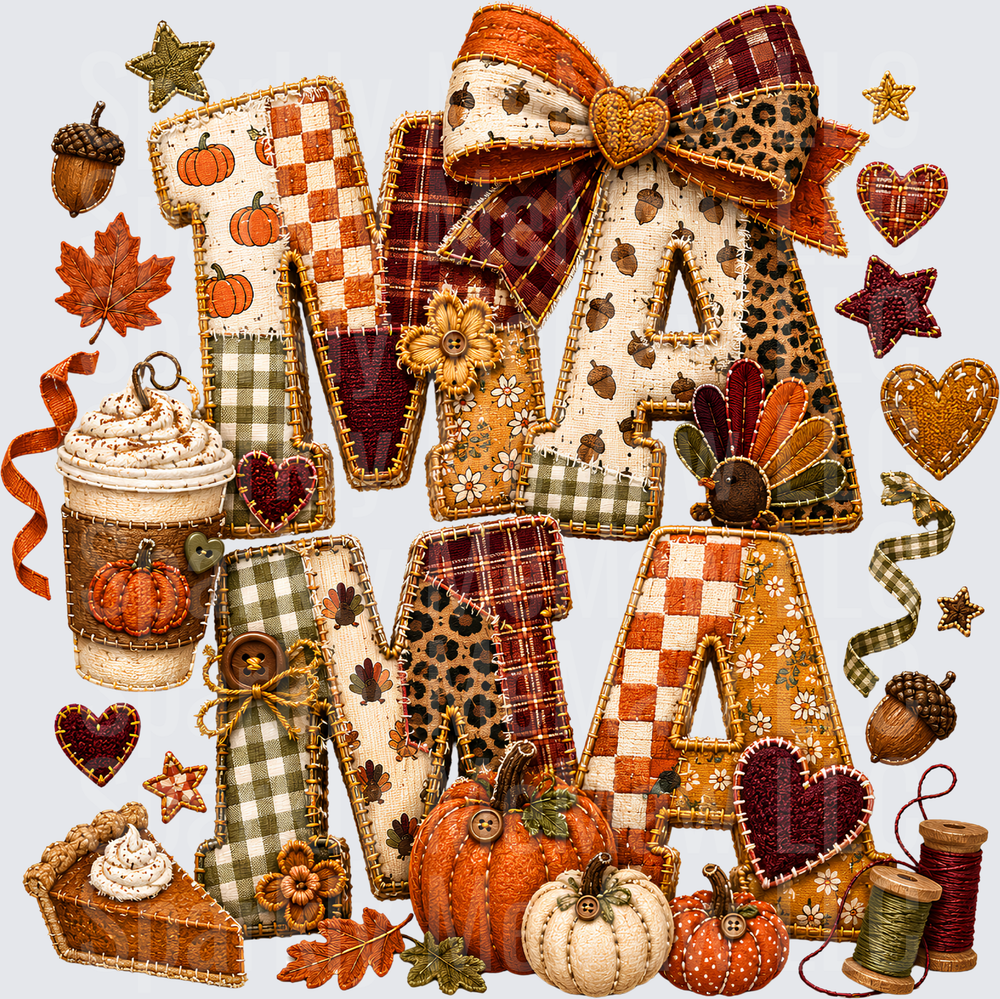 Fall Patchwork Mama UV DTF Decal