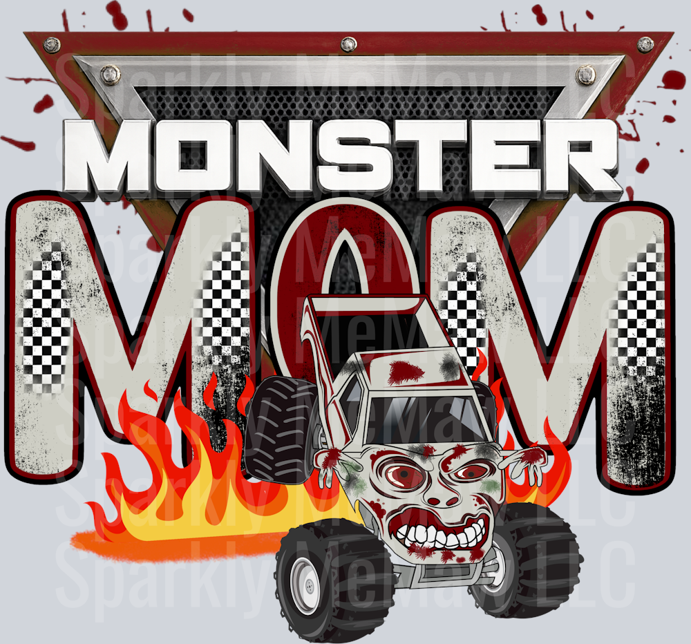 monster truck mom zombie UV DTF Decal