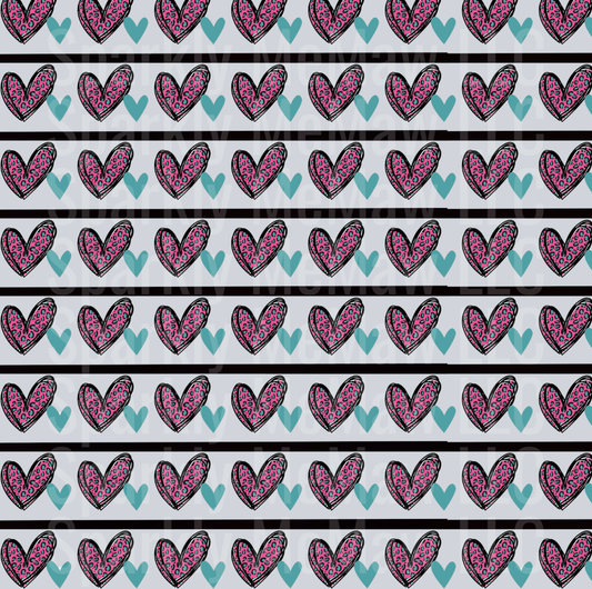Small Pink Leopard Heart 10x10 UV DTF Sheet