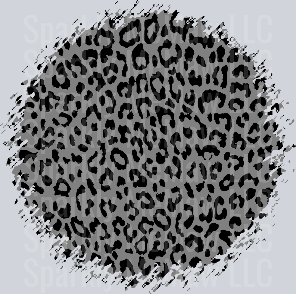 Gray Leopard Print Pattern with Distressed Grunge Border UV DTF Decal