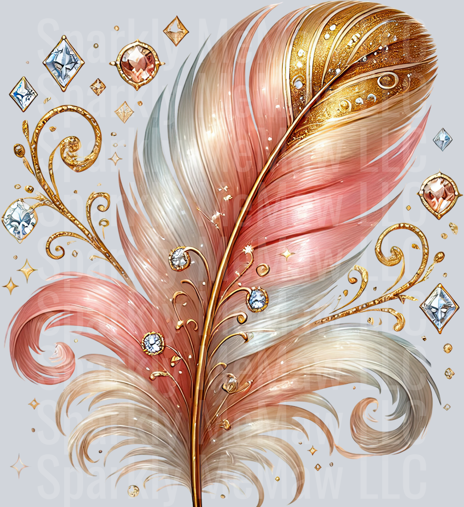 5 Fancy Feathers UV DTF Clip Art Decal